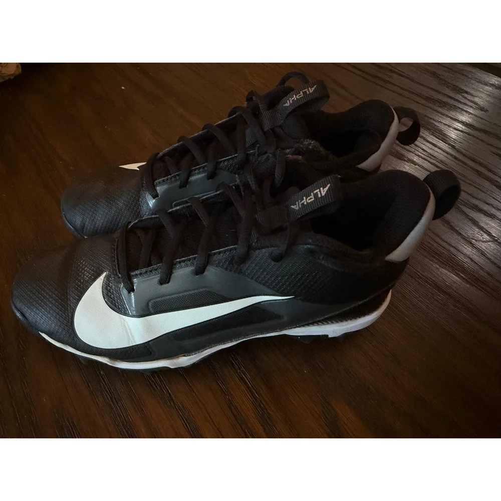 Nike Alpha Huarache 4 Keystone Kids Size 5Y Black White Fair Baseball Cleats